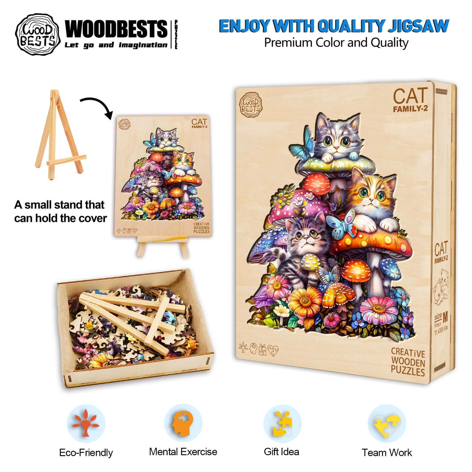 Cat Family-2 Wooden Jigsaw Puzzle