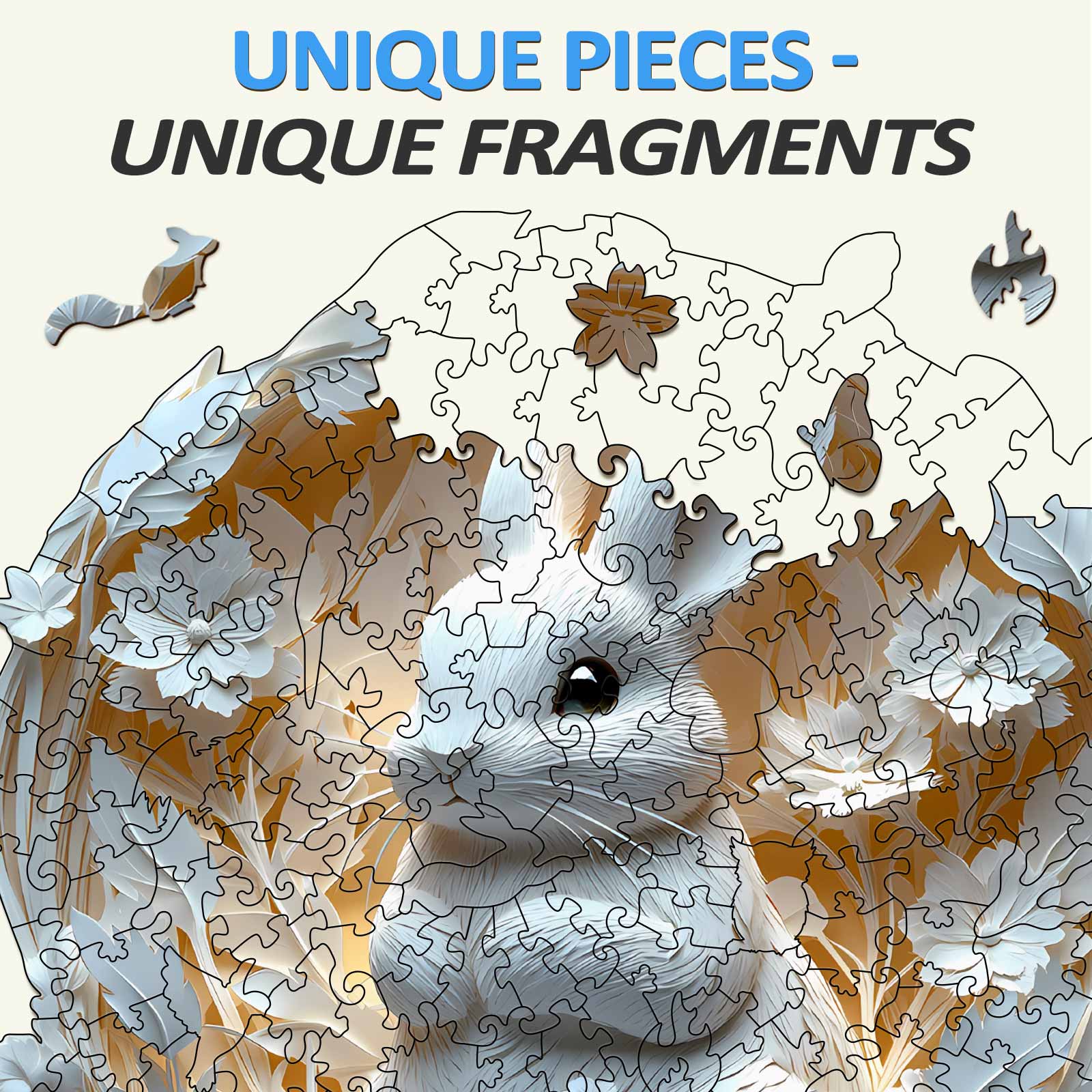 3D Paper Rabbit jigsaw puzzle featuring unique pieces and intricate design, perfect for mind games and focus.