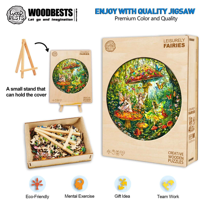 Ieisurely Fairies Wooden Jigsaw Puzzle