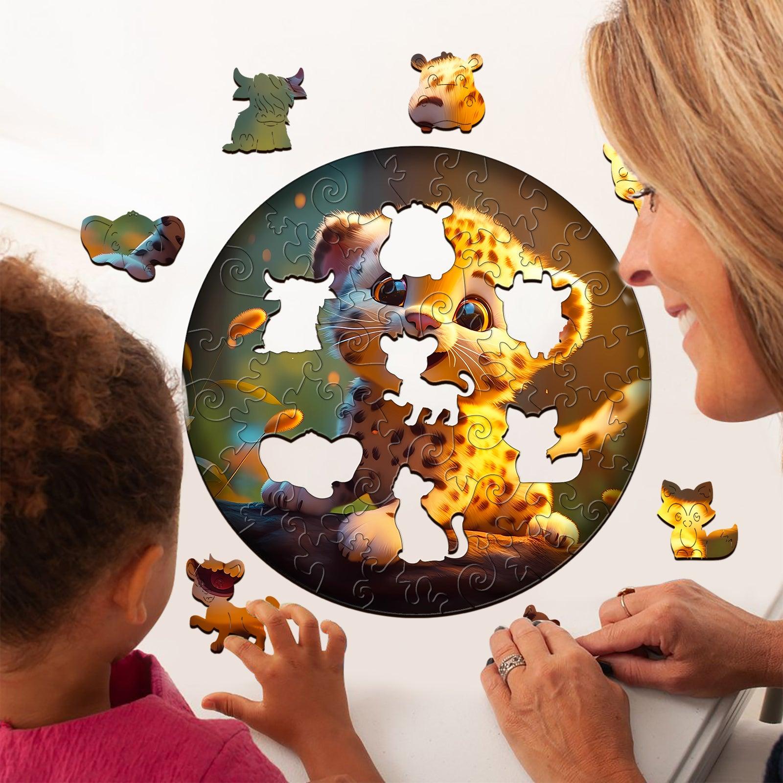 Cute Leopard Children's Wooden Jigsaw Puzzle