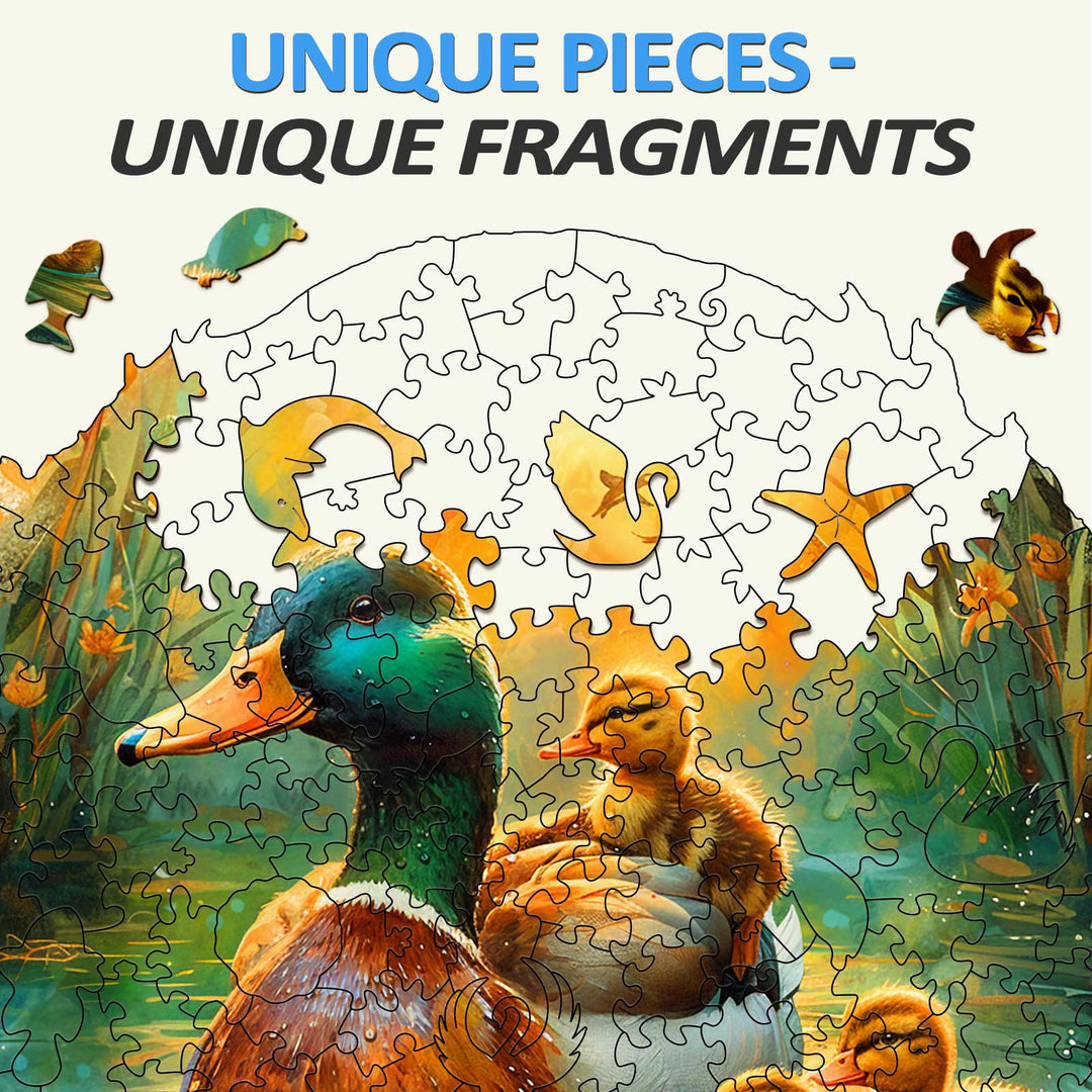 Mother Duck And Ducklings Wooden Jigsaw Puzzle