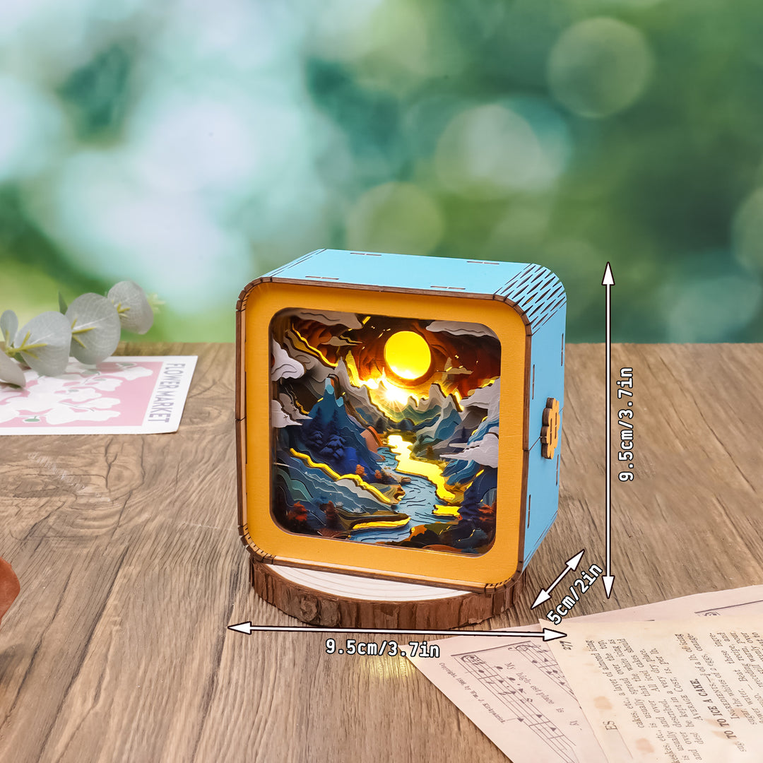 UV Moonlit Mountain Kit, 3D Wooden Puzzle Night Light