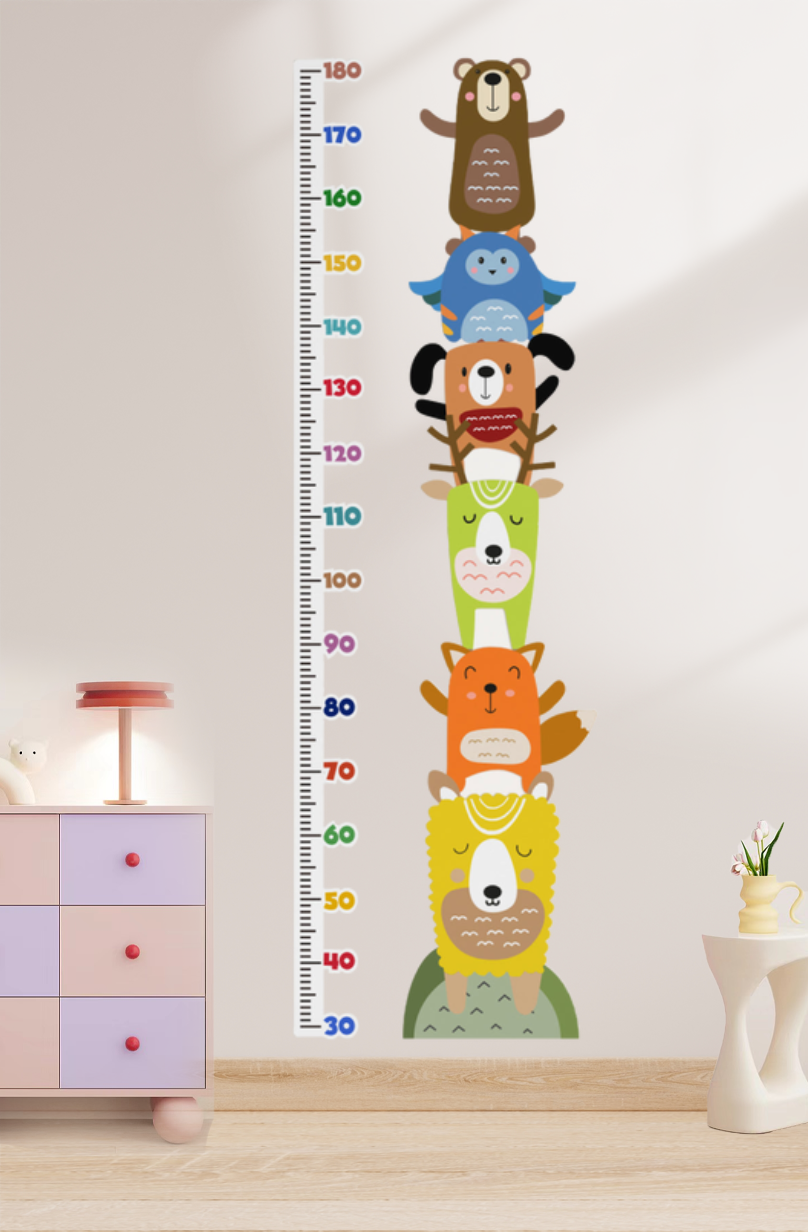 Animal Stack Growth Chart Wall Decals