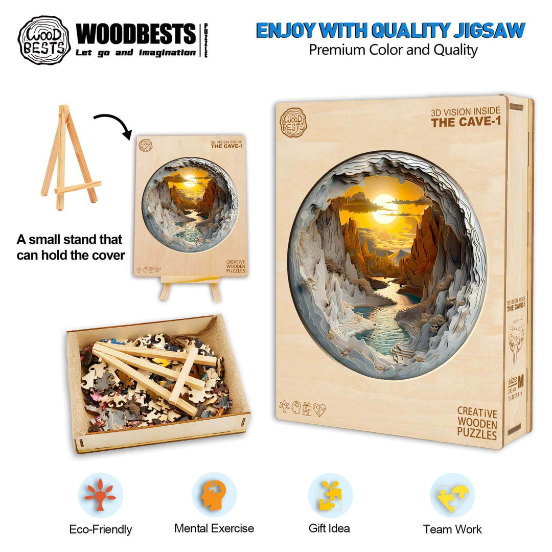 3D vision inside the cave-1 Wooden Jigsaw Puzzle