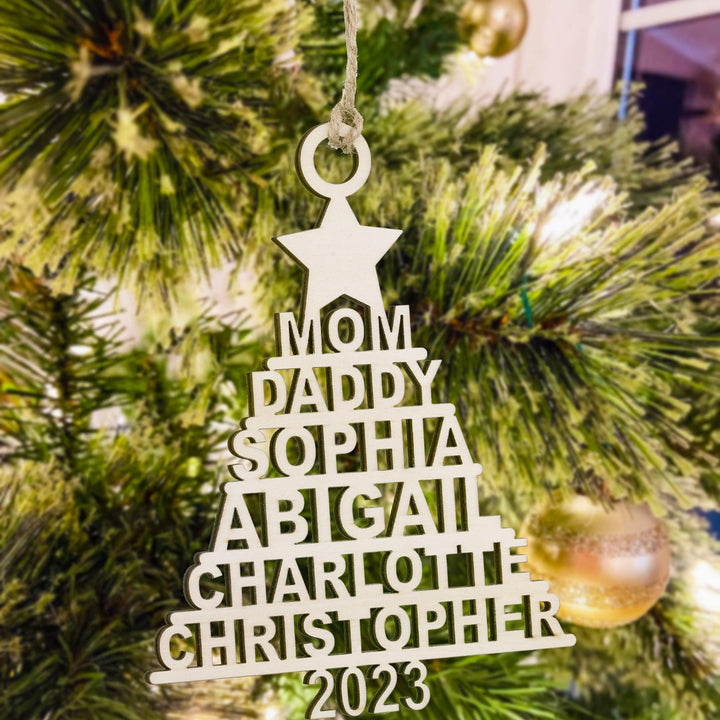 Personalized Christmas Tree Name Wooden Plaque