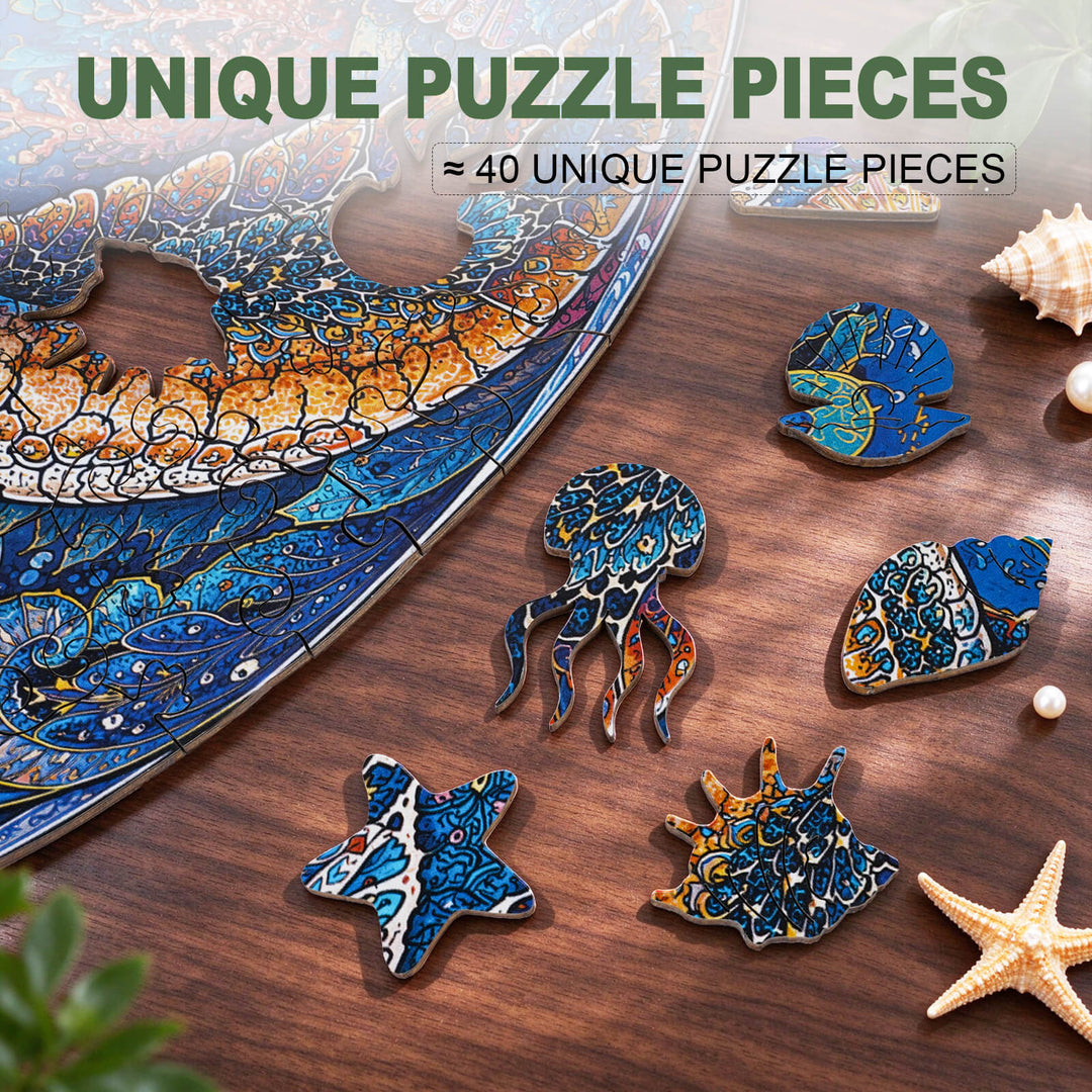 Ancient Wanderer Sea Turtle Wooden Jigsaw Puzzle