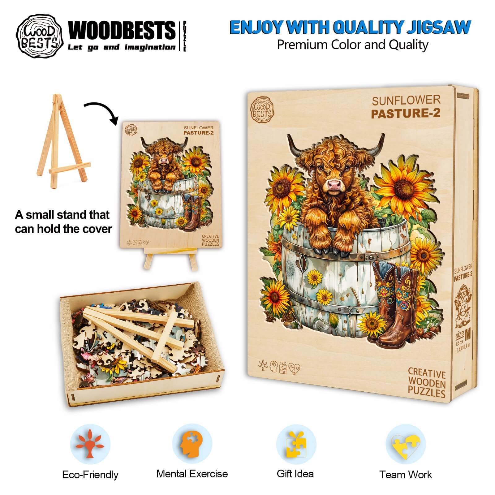 Sunflower Pasture-2 Wooden Jigsaw Puzzle