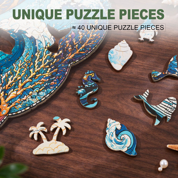 Song of the Ocean Blue Whale Wooden Jigsaw Puzzle