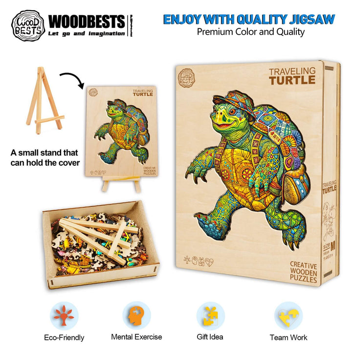 Traveling Turtle Wooden Jigsaw Puzzle