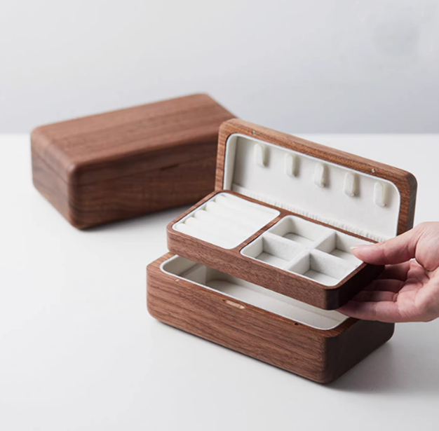 Wooden Double Layer Jewelry Box