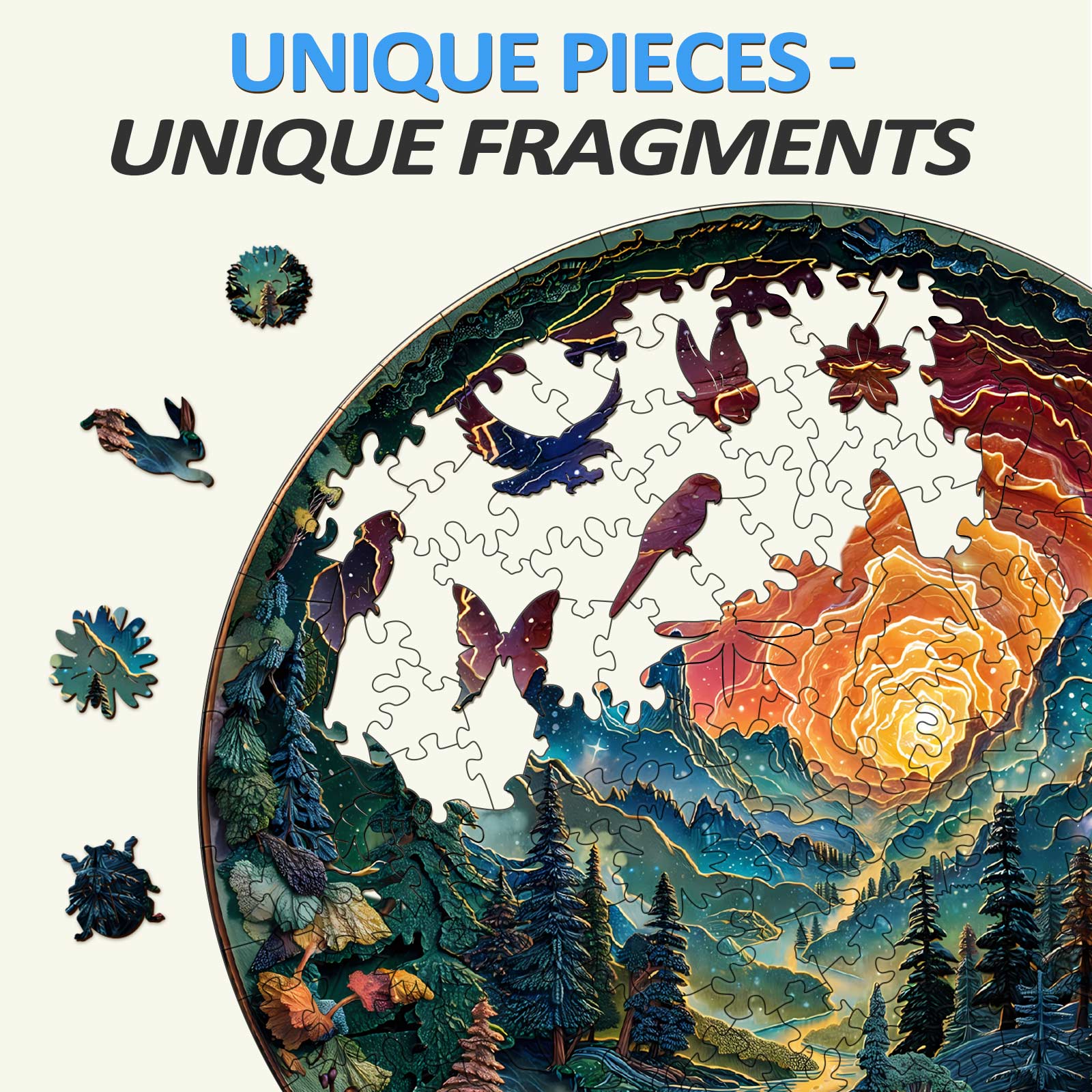 3D cave sky wooden jigsaw puzzle with unique pieces and vibrant design, ideal for puzzle enthusiasts and mind games.