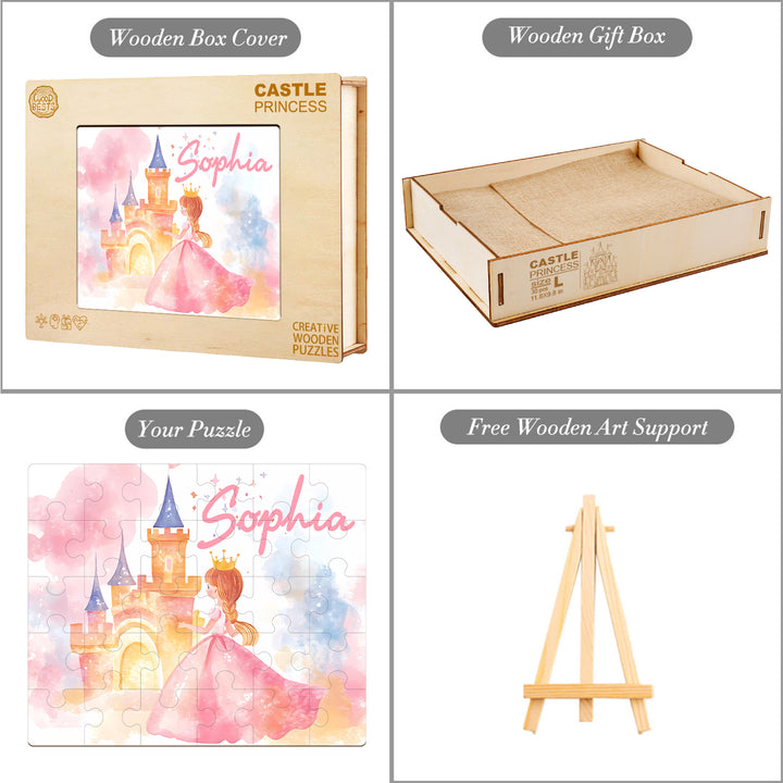 Fairy Tale Princess - Children's Name Custom Wooden Jigsaw Puzzle