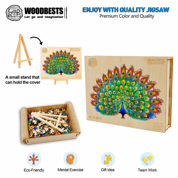 Beautiful Peacock Wooden Jigsaw Puzzle-Woodbests