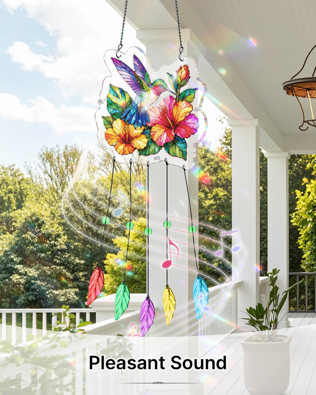 Acrylic Puzzle Suncatcher Wind Chime - Hummingbird Garden
