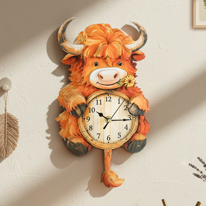 Highland Cattle – DIY Wooden Clock, 3D Puzzle Craft Kit