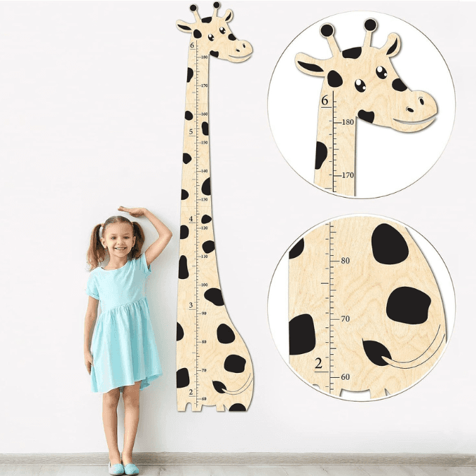 Wooden Giraffe Growth Chart Height Ruler for Kids - By Woodbests