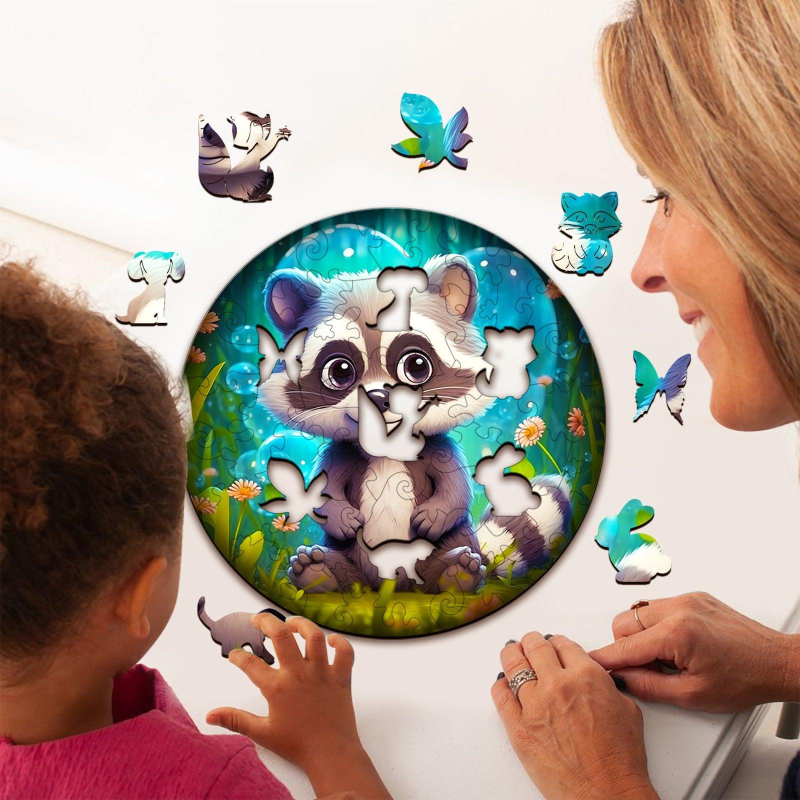 Cute Raccoon Children's Wooden Jigsaw Puzzle