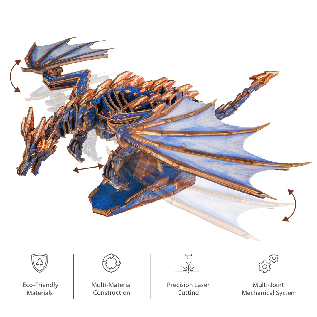 3D Wooden Mechanical Kit - Azure Gold Dragon