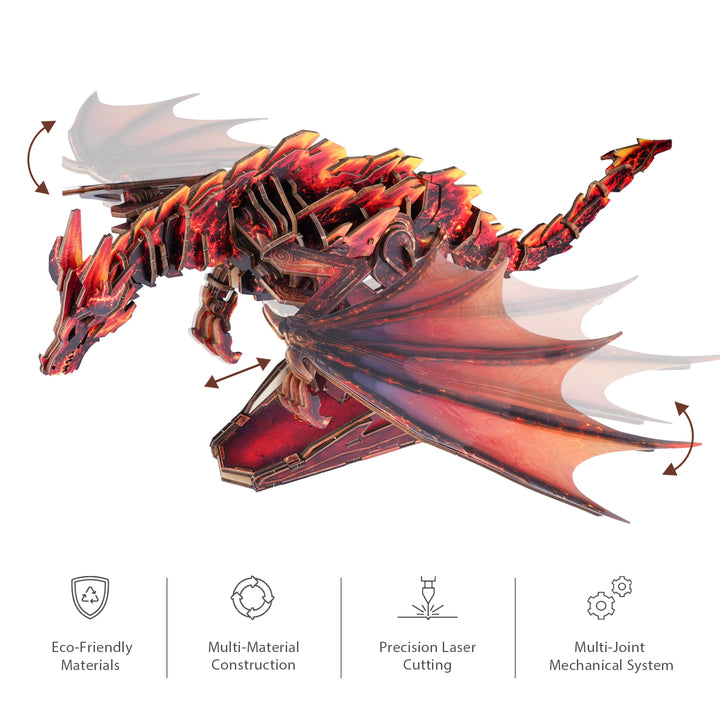 3D Wooden Mechanical Kit - Crimson Flame Dragon