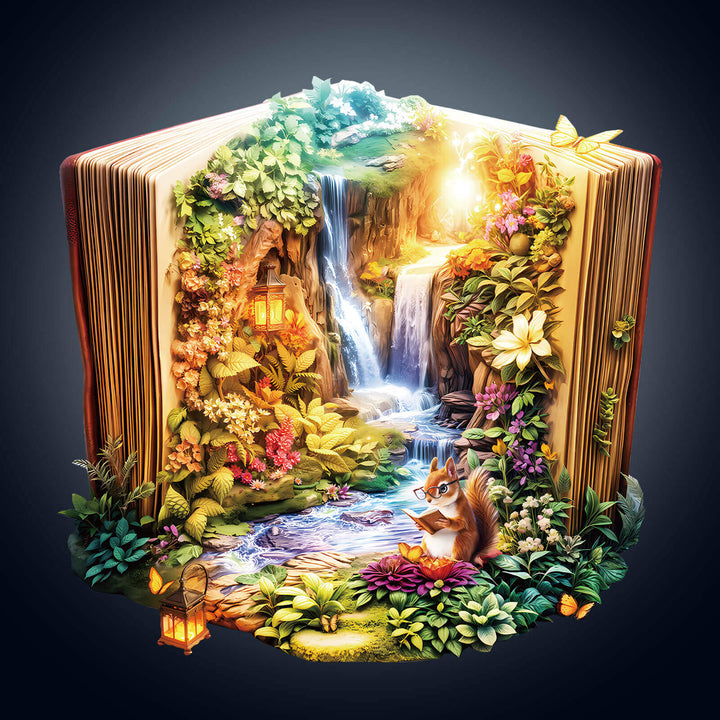 Paysage dans le livre Puzzle en bois