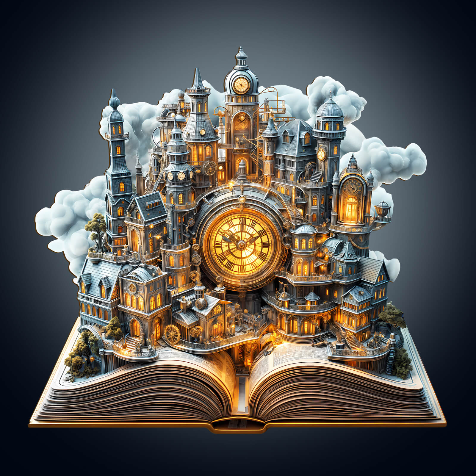 Clockwork City wooden jigsaw puzzle featuring intricate clocktower and buildings, ideal for puzzle enthusiasts and mind games.