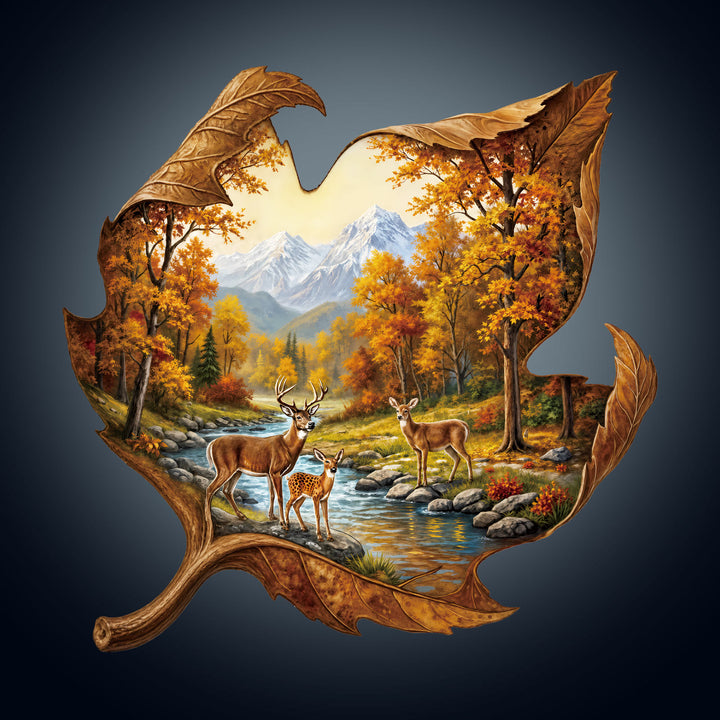 Golden Autumn Deer Wooden Jigsaw Puzzle