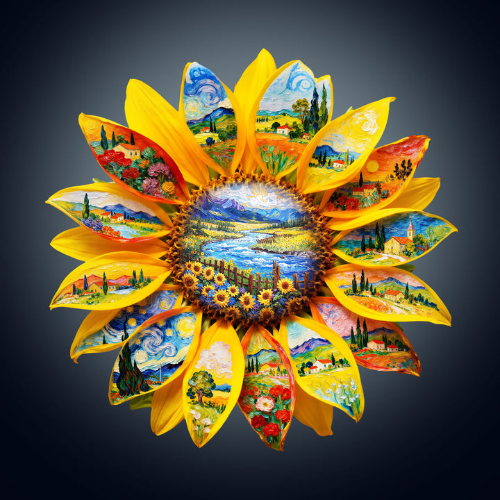 Oil on Sunflower Wooden Jigsaw Puzzle