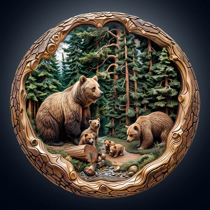 Wald Bären Familie Holzpuzzle