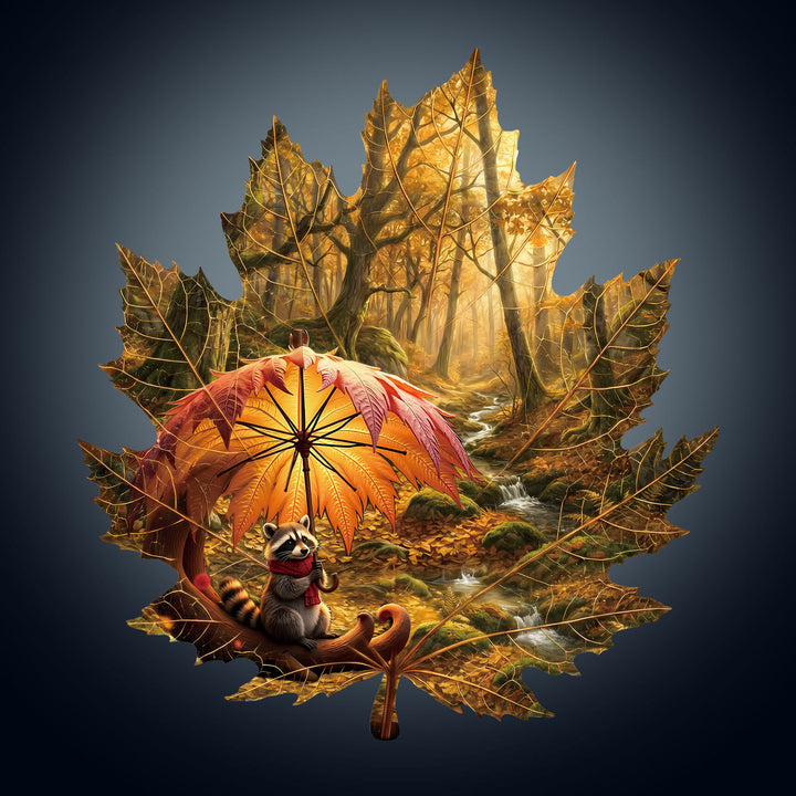 Golden Leaf Wanderer Wooden Jigsaw Puzzle