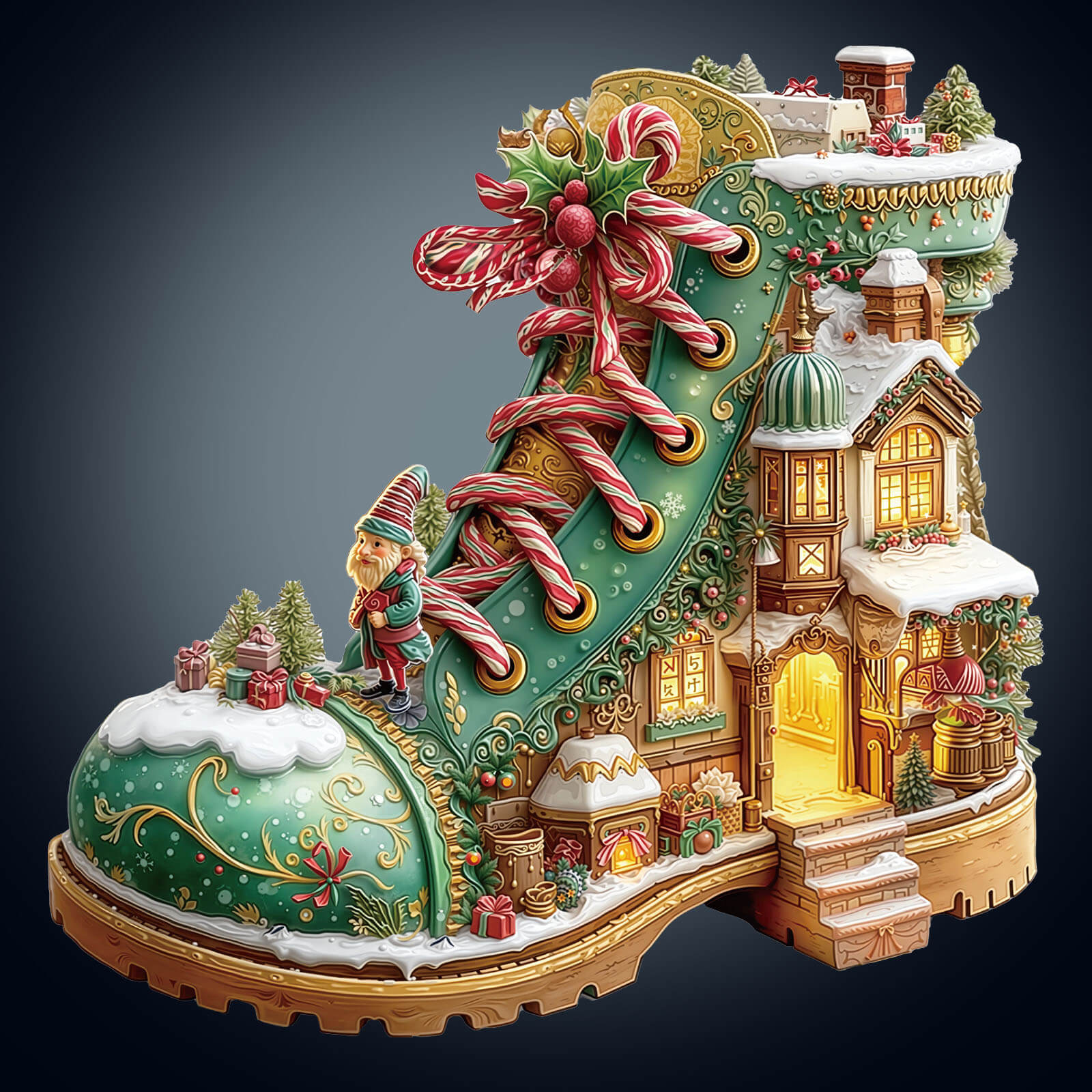 Christmas snow Boot Hut Wooden Jigsaw Puzzle