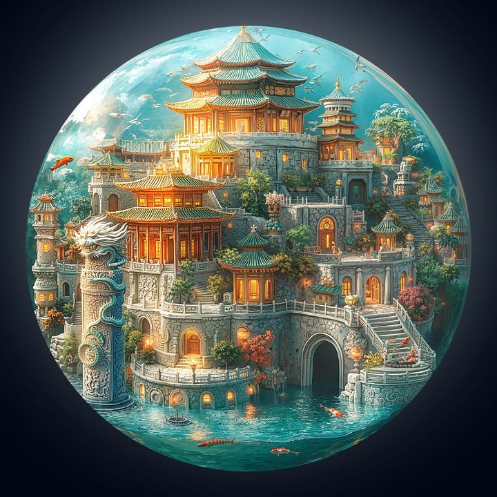 Puzzle en bois du Palais du Dragon Sous-Marin