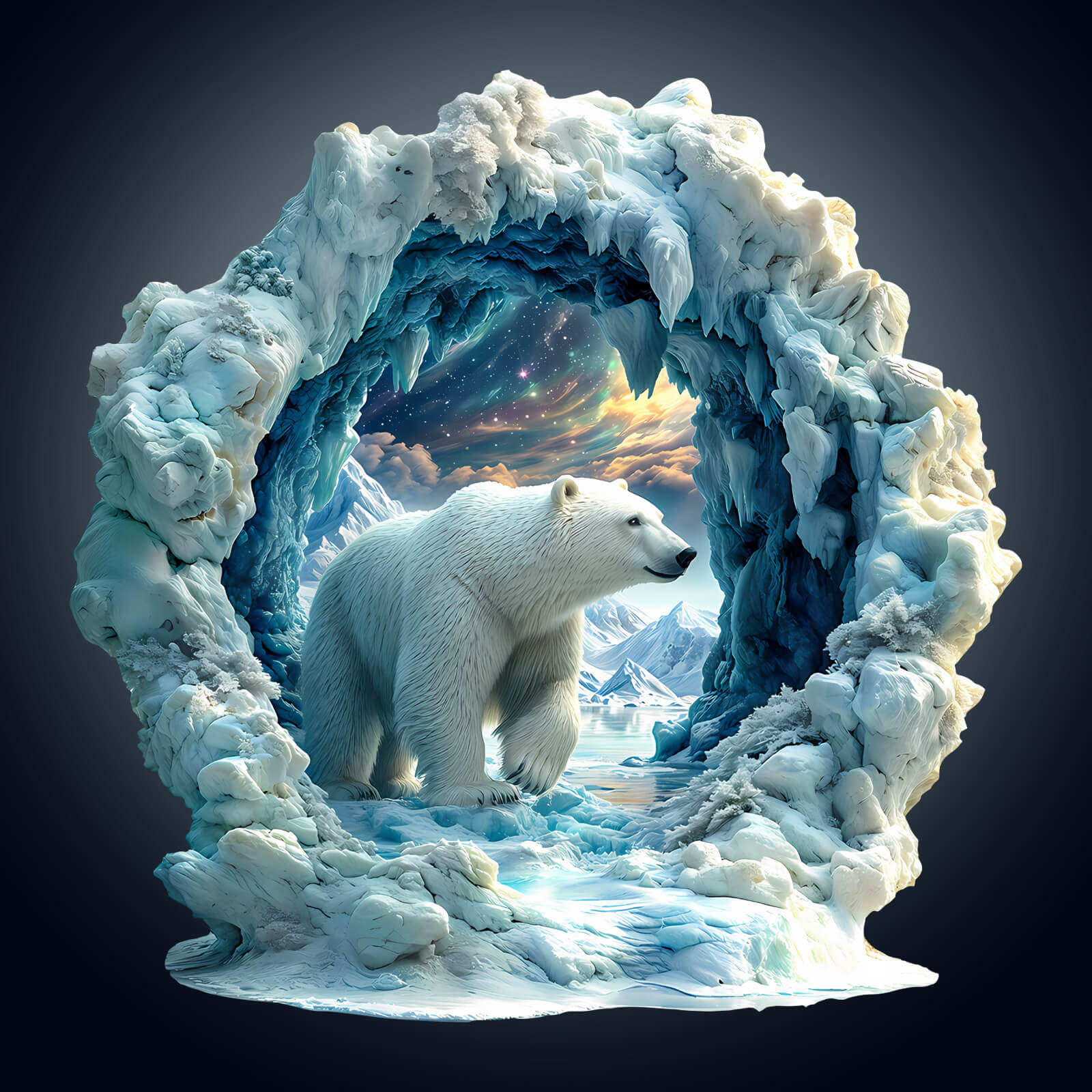 3D Arctic Glory Wooden Jigsaw Puzzle featuring a bear amid an icy landscape, enhancing focus and mental skills.