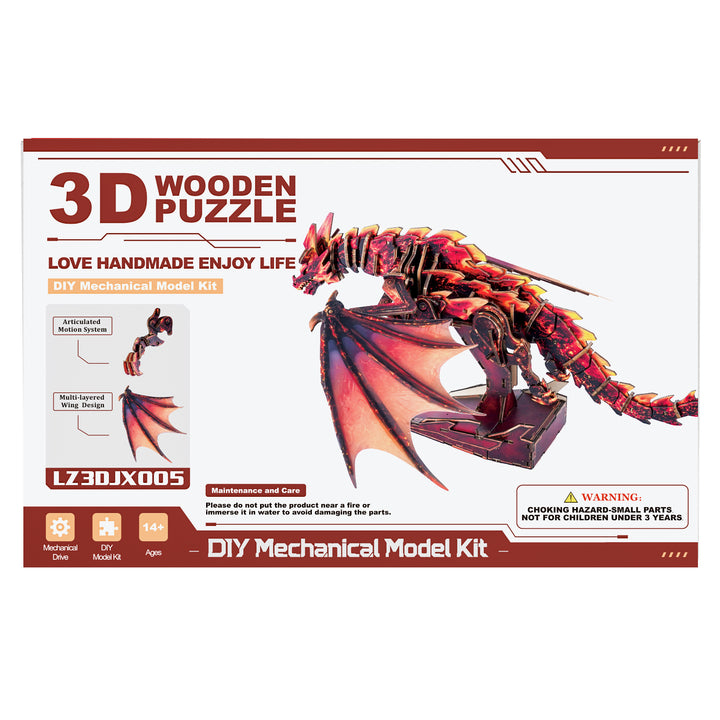 3D Wooden Mechanical Kit - Crimson Flame Dragon