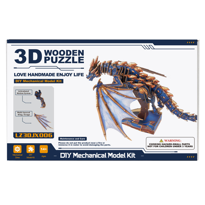 3D Wooden Mechanical Kit - Azure Gold Dragon