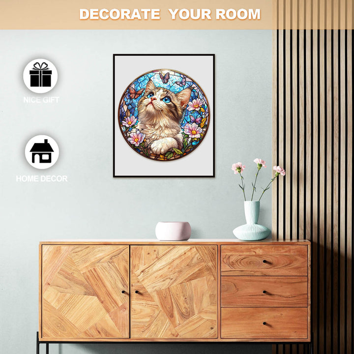 Ragdoll and Butterfly  Wooden Jigsaw Puzzle