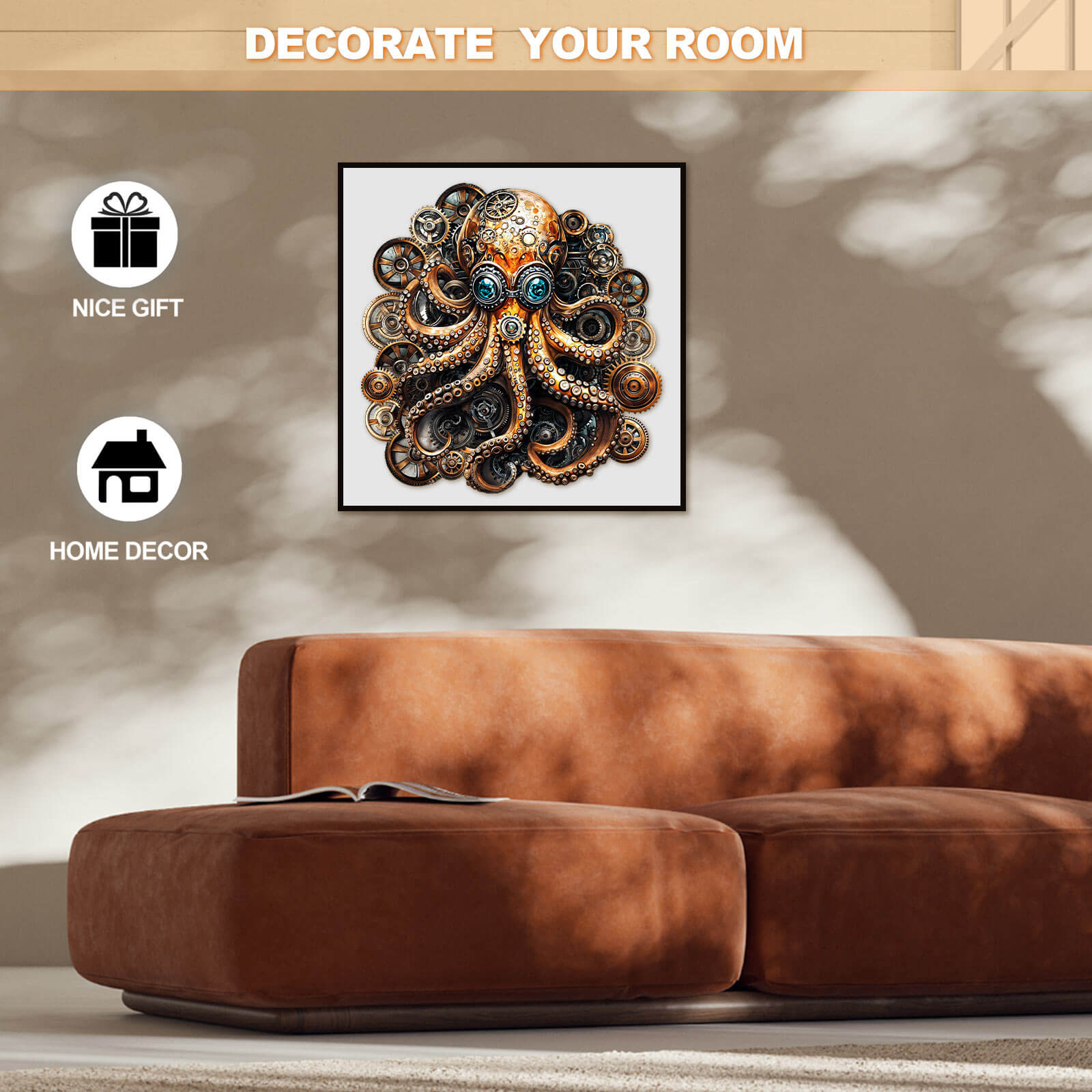 Steampunk Doctor Octopus wooden jigsaw puzzle for home decor and gifting, enhancing focus and intelligence.