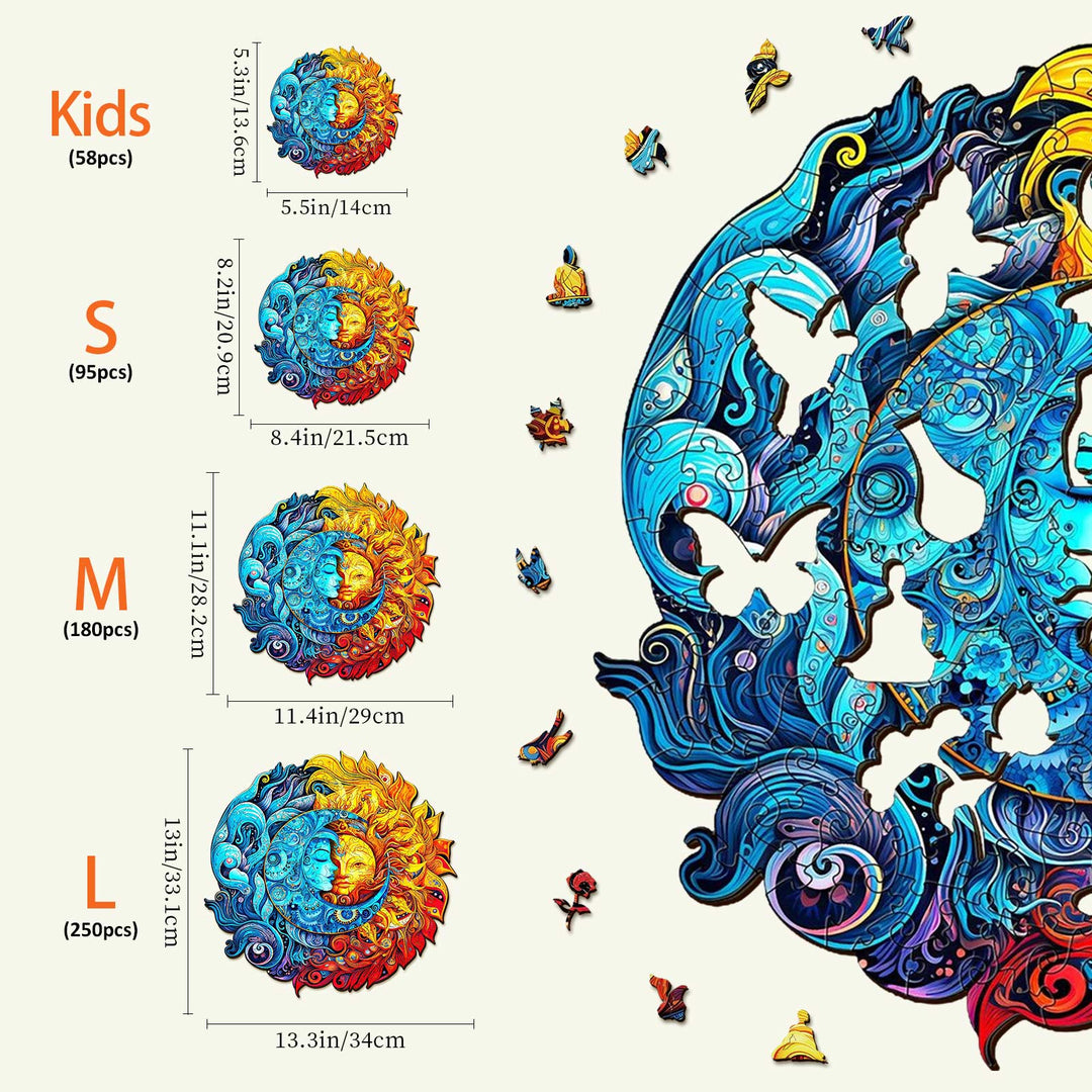 Puzzle en bois Soleil et Lune