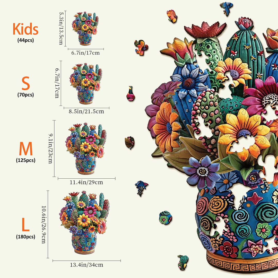 Blooming cactus Wooden Jigsaw Puzzle