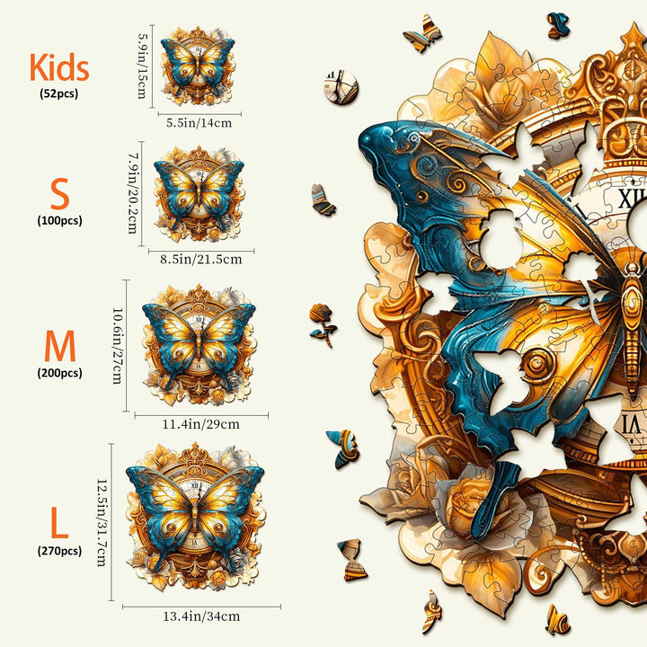 Schmetterling und Uhr Holzpuzzle