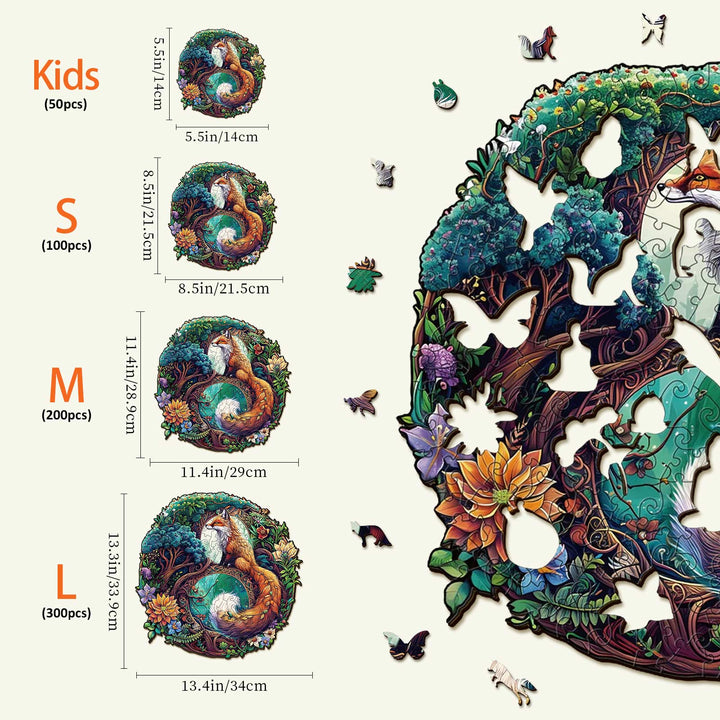 Yin Yang Fuchs-3 Holzpuzzle