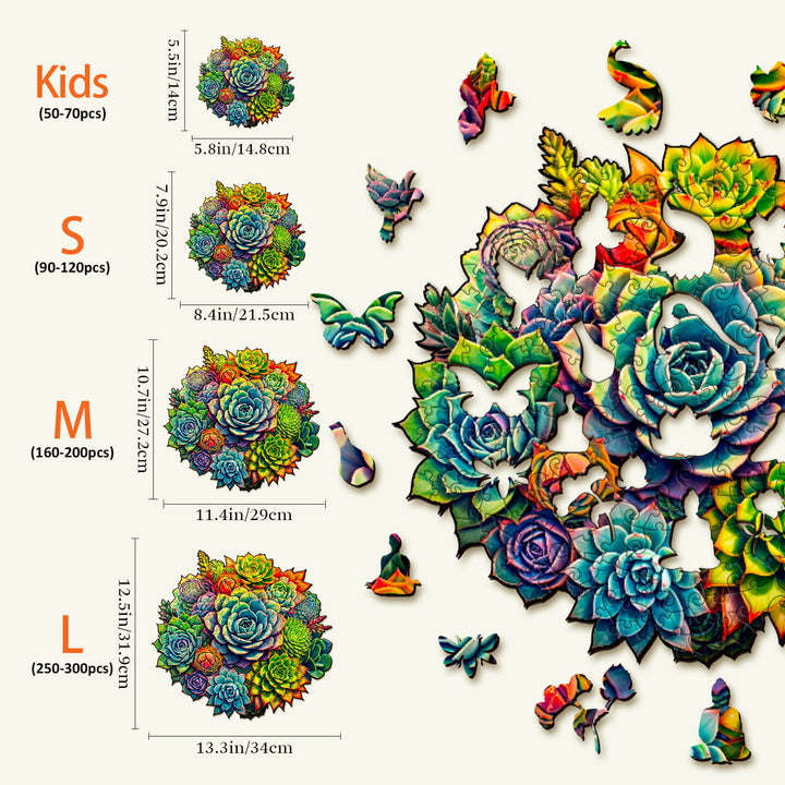 Rompecabezas de madera de plantas suculentas-3 