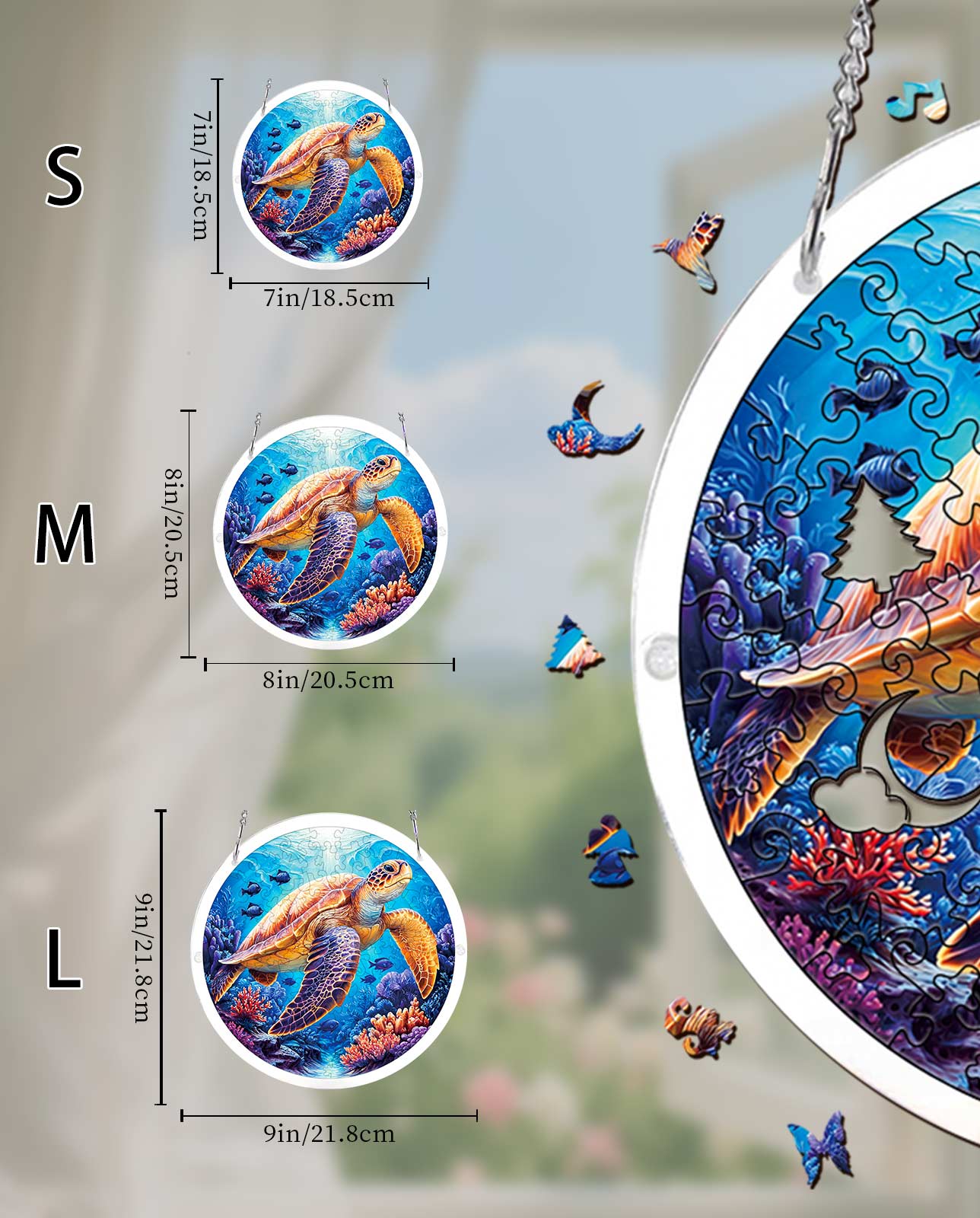 Acryl-Puzzle-Sonnenfänger – Sternenmeer-Schildkröte