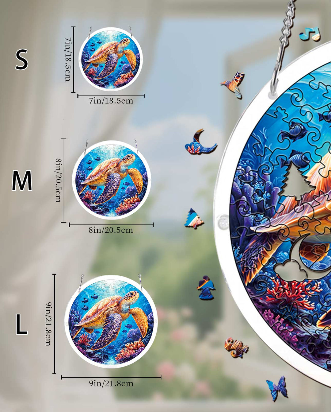 Acryl-Puzzle-Sonnenfänger – Sternenmeer-Schildkröte