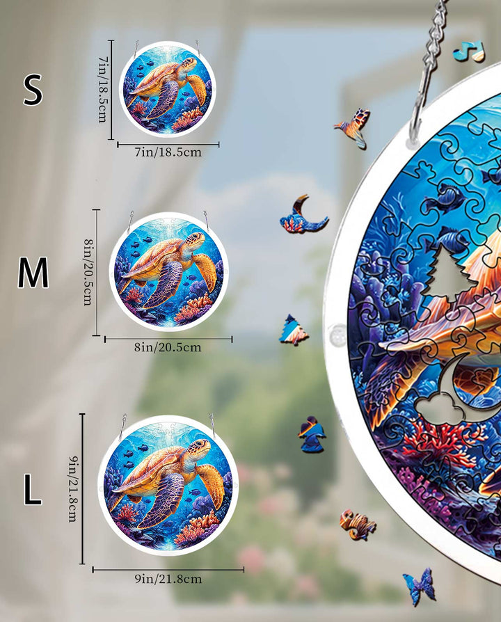 Acryl-Puzzle-Sonnenfänger – Sternenmeer-Schildkröte