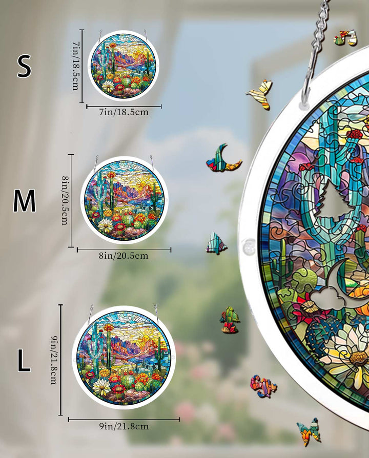 Acrylic Jigsaw Puzzle Suncatcher - Desert Sunrise