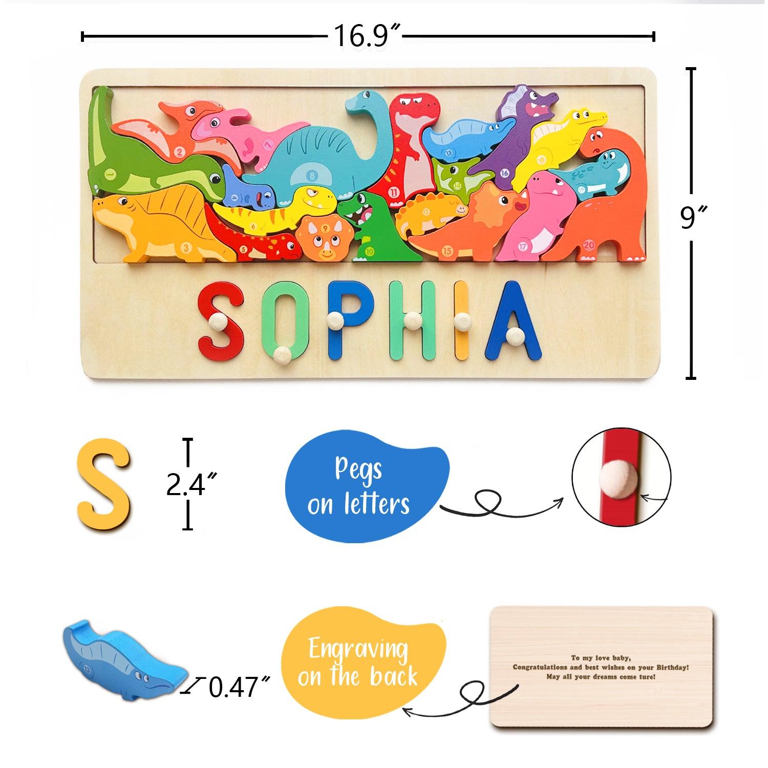 Personalized Baby Name Puzzle With Dinosaur
