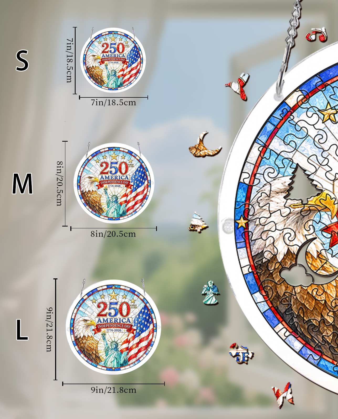 Acryl-Puzzle-Sonnenfänger – Amerikanisches Zweihundertjähriges Jubiläum
