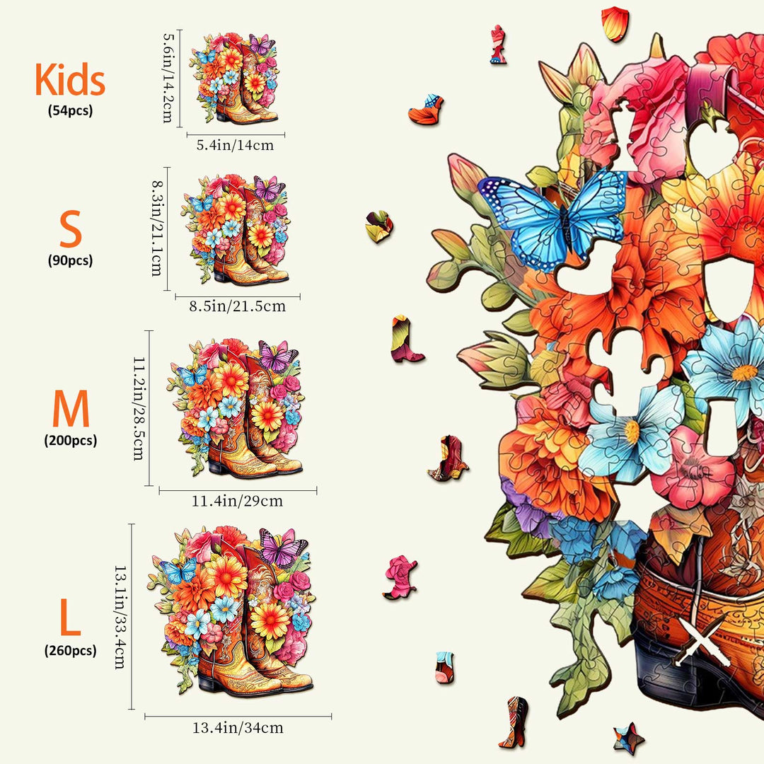 Cowgirl Boots Wooden Jigsaw Puzzle