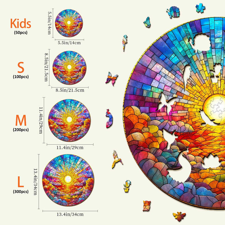 Buntglas Regenbogen Holzpuzzle