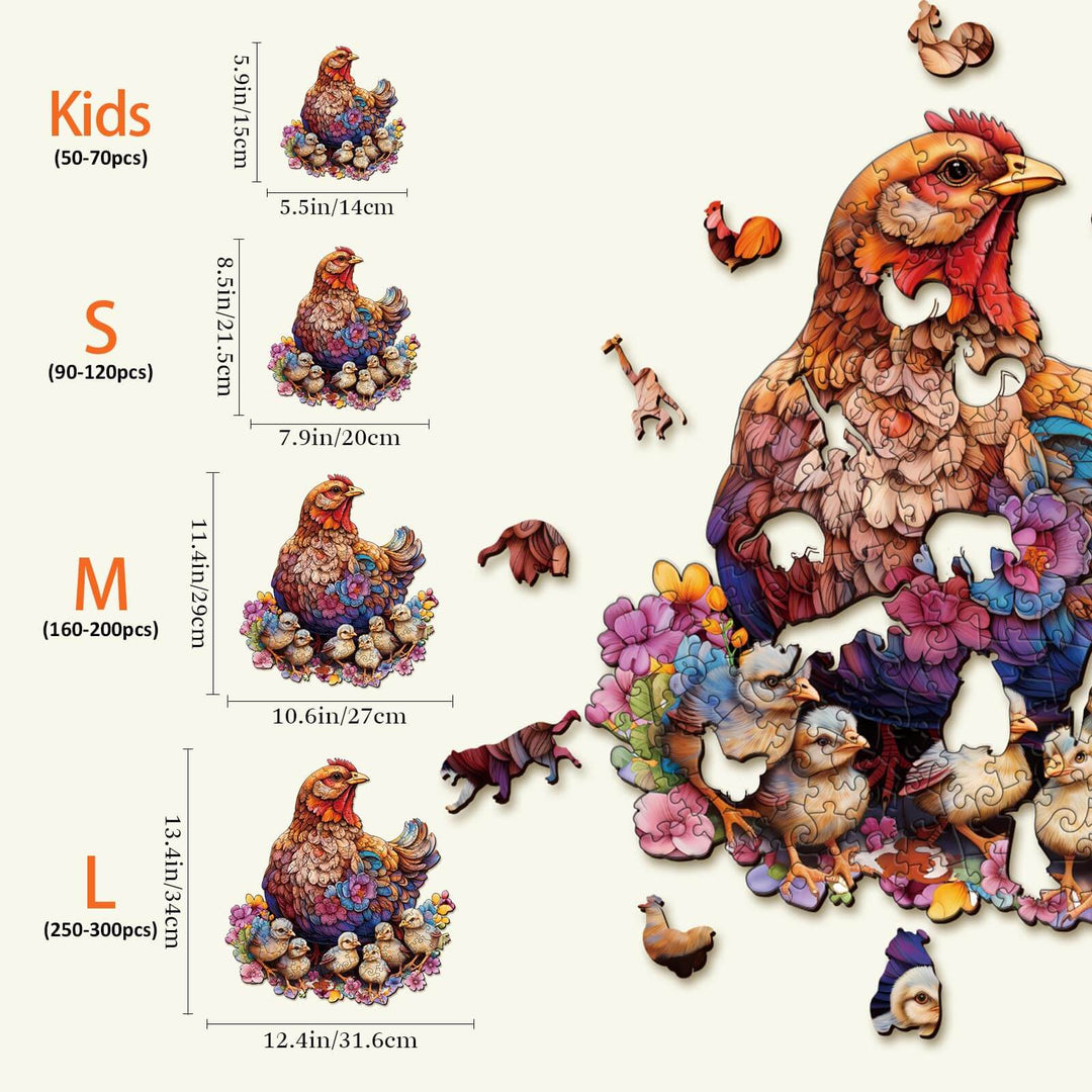 Hühner und Küken Holzpuzzle